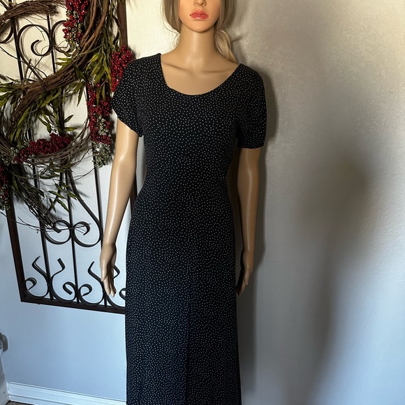 Navy blue polka dot dress size 13 - Picture 2 of 2